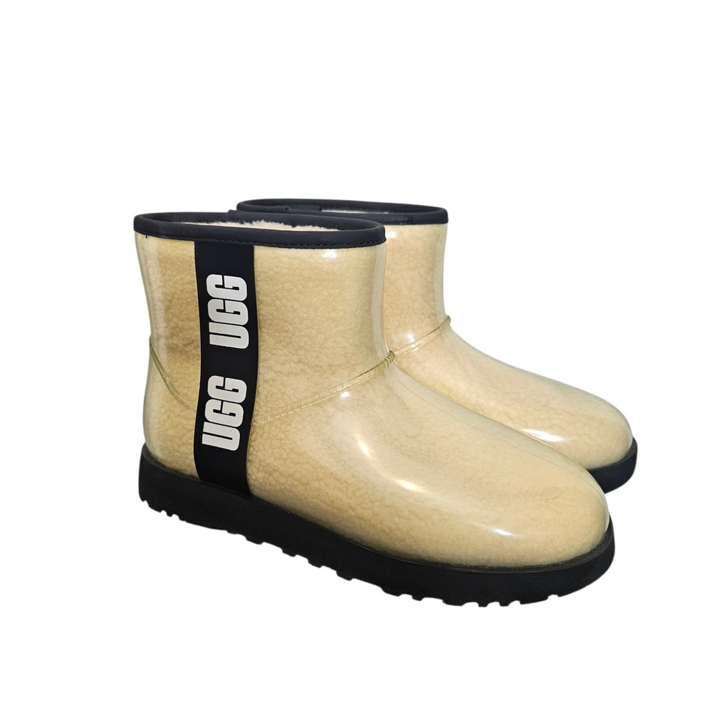 UGG CLASSIC CLEAR MINI NATURAL BLACK WATERPROOF ANKLE BOOT WOMEN 9 New No Box